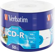 CD-R Verbatim 700MB 52× DataLife WIDE INKJET PRINTABLE 50 pa