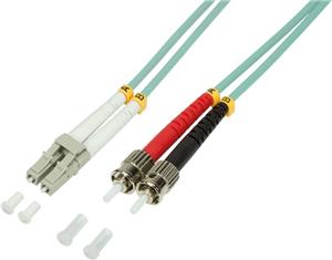 Opt. prespojni kabel LC/ST duplex 50/125µm OM3, LSZH, tirkizni, 2,0 m