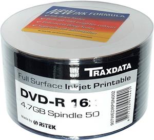DVD-R Printable Traxdata, Kapacitet 4, 7GB, 50 kom spindle, 