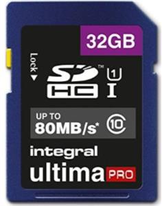 INTEGRAL 32GB SDHC UltimaPro CLASS10 80MB UHS-I U1 memory ca