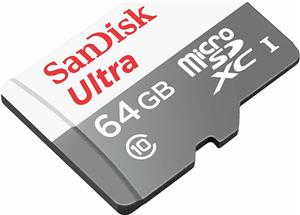 SanDisk 64GB Ultra microSDXC + SD Adapter 100MB/s Class 10 U