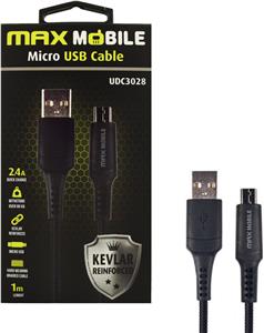 MAXMOBILE DATA KABEL MICRO USB UDC3028 KEVLAR BLACK 2.4A QC 