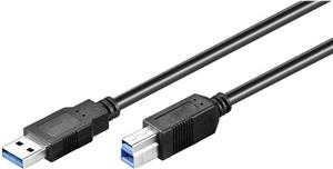 USB 3.0 kabel A->B M/M 3,0 m, dvostruko oklopljen, crni