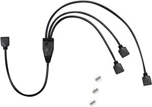 Kabel INTER-TECH 1x 4pin RGB na 3x 4pin RGB, crni