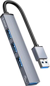USB hub 4-port, 1x USB 3.0, 3x USB 2.0, 0.15m, ALU Grey, ORI
