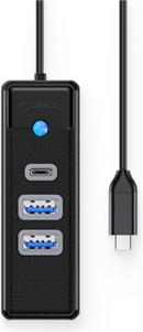 USB-C hub 3-port, 2x USB-A, 1x USB-C, USB 3.0, 0.15m, Black, ORICO PWC2U-C3-015