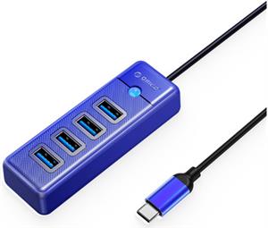 USB-C hub 4-port, USB 3.0, 0.15m, blue, ORICO PW4U-C3-015