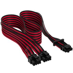 Corsair Premium VGA PCIe5.0 12VHPWR Adapter Kabel (12+4pin) Premium Sleeved, 600W, crno/crveno
