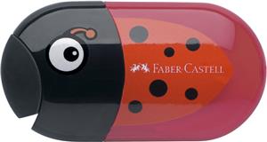 Šiljilo-gumica pvc s pvc kutijom 2rupe Bubamara Faber-Castell 183526 crveno/crno