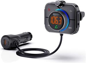 SAVIO FM transmitter, Bluetooth 5.0, QC/PD 3.0 charger, ENC, AUX OUT, Micro SD, TR-14, black