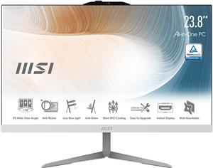 MSI AIO Modern AM242 12M-830XEU i3-1215U 23.8" IPS LED FHD Non-Touch Anti-Glare 8GB SSD512GB M.2 AX211 WiFi 6E noOS White