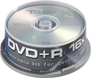 DVD+R Traxdata CAKE 25, Silver, Kapacitet 4, 7 GB, 25 komada cake, Brzina 16x