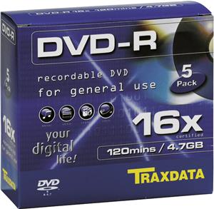 DVD-R Traxdata BOX 1, Silver, Kapacitet 4,7 GB, 1 komad box, Brzina 16x