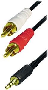 Transmedia Cable 2x RCA-plug - 3,5 mm stereo gold plugs, 1,5