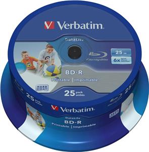 Blu-Ray Verbatim BD-R SL 6× 25GB WIDE PRINTABLE No ID 25 pac