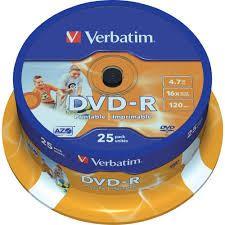 DVD-R Printable Verbatim, Kapacitet 4.7GB, 25 komada, Brzina